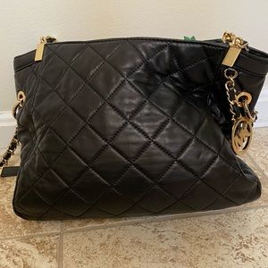 Michael Kors black leather quilted bag